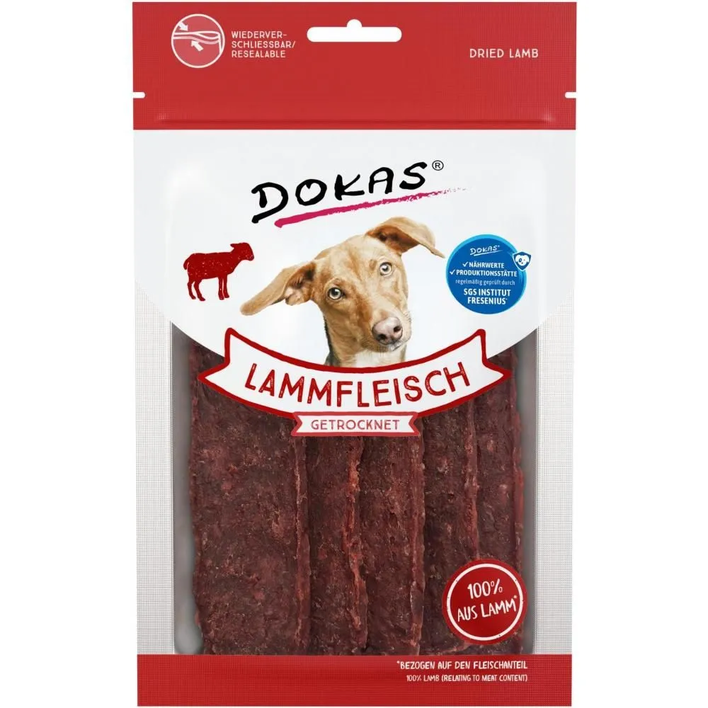 Dokas Tørrede lammekødsskiver 70 g - lækre hundesnacks af lam